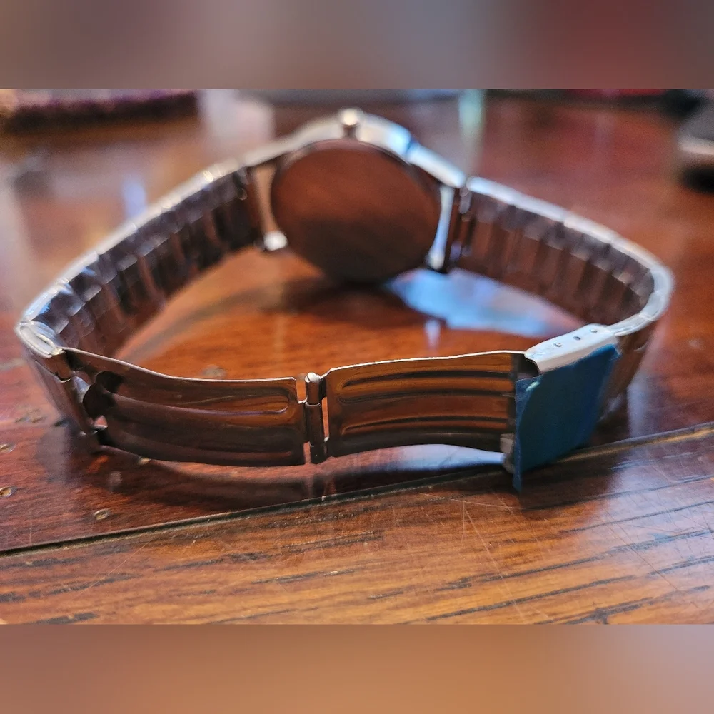 Geneva Black Dial Silver Band Watch